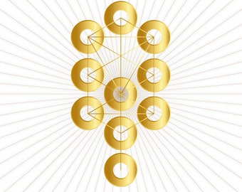 Kabbalah Ten Sefiro Wall Décor Gold Rays Print-10 Sephiroth-Tree of Life-Sacred Geometry-Divine Holiness-Jewish Art-PDF-DOWNLOAD HALELUYA