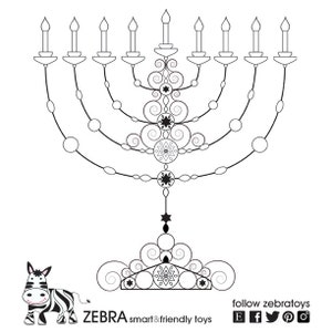 Menorah Printable-Hanukkah-Hanukiah-Healing Jewish Art-Hanukkah blessing-Festival of Lights-Coloring Page-Menorah Crafts-INSTANT DOWNLOAD