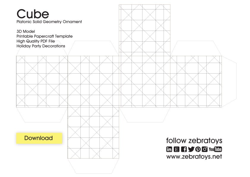 Papercraft Paper Party Kids Cube 3D Papercraft Template PDF Platonic Papercraft Paper Party Kids Cube 3D Papercraft Template PDF Platonic