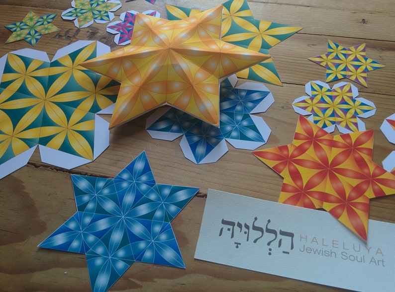 Make Sukkot Decorations-craft 3D Paper Stars of David to Decorate the ...