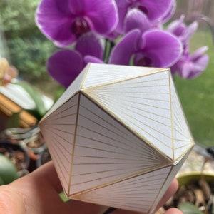 Icosahedron 3D Papercraft Gold Model Template-Home Décor Ideas-Platonic Solids-Printable Holiday Party Decorations-Sacred Geometry-DOWNLOAD