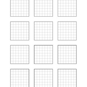 May include: A printable grid sheet with 12 blank squares. The squares are divided into smaller squares, creating a grid pattern. The sheet is titled "HALELUYA Sacred Soul Art" and includes the Hebrew word "HALELUYA" in a decorative font.
