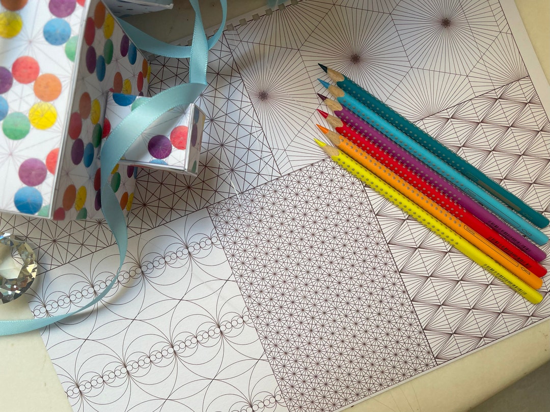 Geometry Postcard Sacred Geometry Art Postcards to Print and Color-wholeness-alignment ...