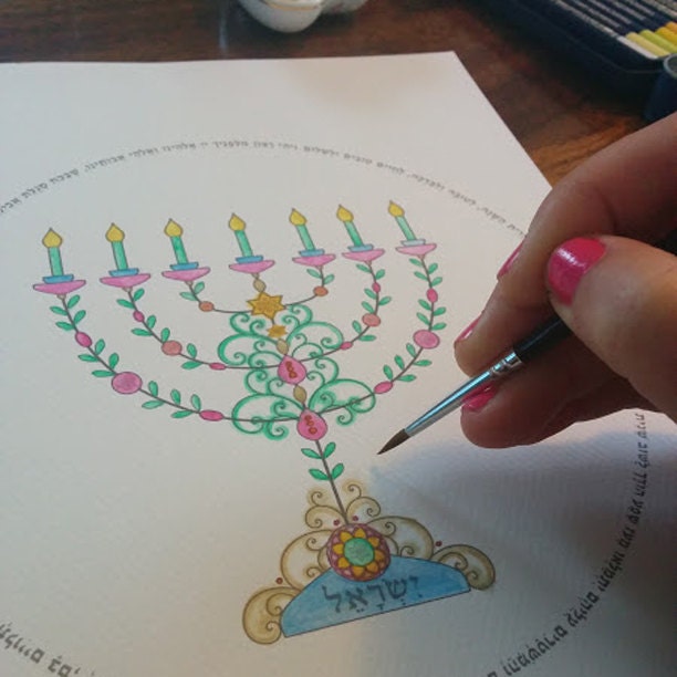 Gold Menorah-template Printable-menorah Craft-menorah Prayer-coloring ...
