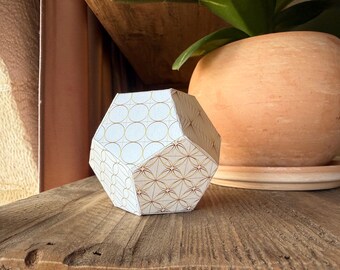 3D Dodecahedron Sacred Geometry Art Papercraft Model-DIY Gold Template-Meditation Altar Décor Ideas-Platonic Solids Decorations-DOWNLOAD