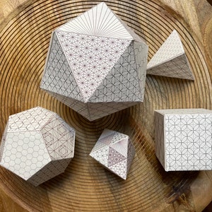 Platonic Solids Set Paper Craft PDF Templates-package of 5 Home Décor ...