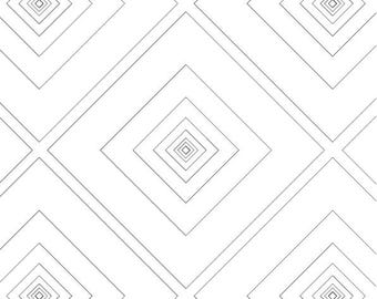 May include: A white background featuring a repeating geometric pattern of black-lined concentric squares. The bottom left corner displays Hebrew text, while the bottom right corner shows the text zebratoys, social media icons, and zebratoys.etsy.com.