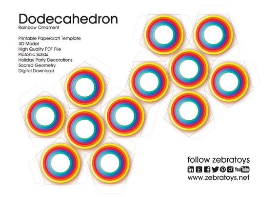 Dodecahedron 3D Papercraft Template Pdf-platonic - Etsy