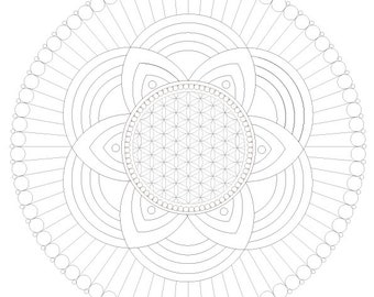 Flower Of Life Mandala-Printable Coloring Page-Sacred Geometry Wall Art Print-Therapeutic Spiritual Décor-Alternative medicine-DOWNLOAD NOW