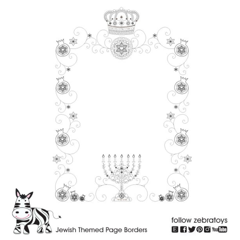 2 Jewish Themed Page Borders Crown Menorah Frames Star Of Image 0