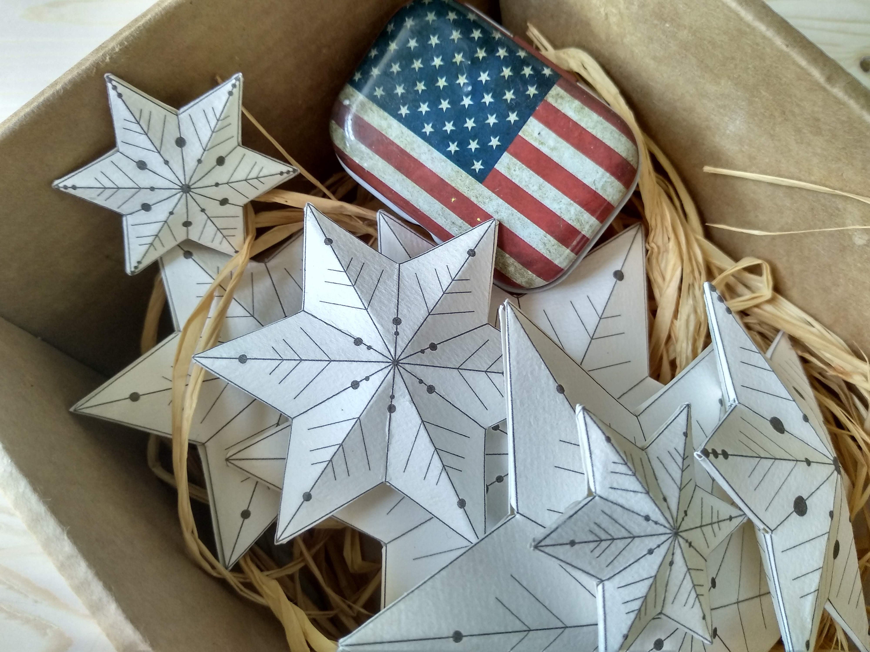 Set of 6 Sukkot Crafts Star of David Decorations-3d Papercraft
