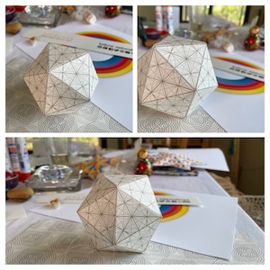 Icosahedron 3D Papercraft Template PDF-Platonic Solids-Printable Model Design-Holiday Party Decorations-Sacred Geometry Art-INSTANT DOWNLOAD