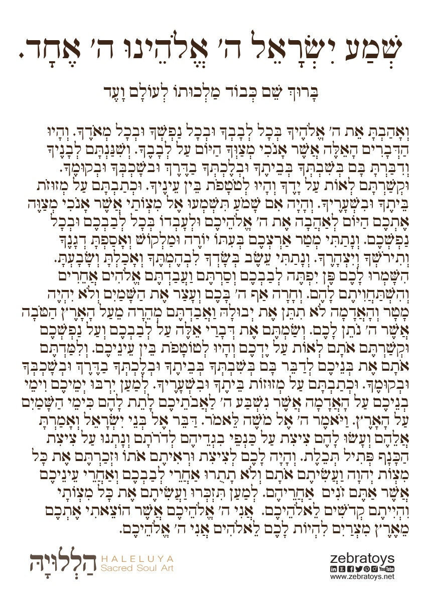 Sh'ma Yisrael Prayer Poster-classroom Printable-wall Print-jewish Art ...