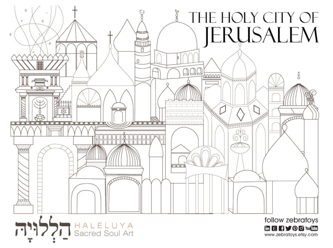 Holy City Jerusalem Art Poster to Print and Colorholinessgrace