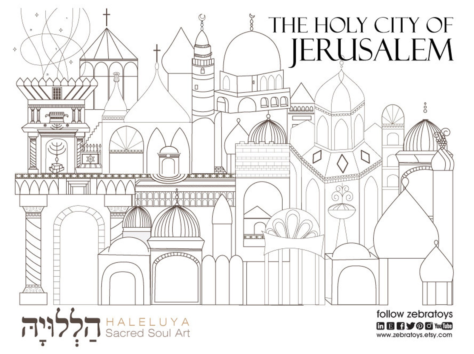 Holy City Jerusalem Art Poster to Print and Color-holiness-grace