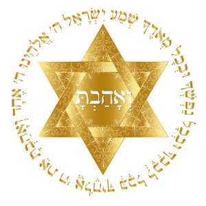 Shema Yisrael Prayer Gold Wall Art Print-Wall Décor-Jewish Art-The Sh&#39;ma-Hear O Israel-Biblical Blessing-Judaica-VeAhavta-DOWNLOAD HALELUYA