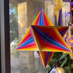 Merkaba Paper Craft DIY Template-merkavah Making-printable Rainbow 3D ...