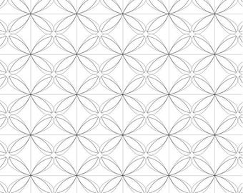 May include: A white sheet featuring a repeating black line pattern of four-petaled flower shapes arranged in a grid. The bottom left corner displays Hebrew text and the text HALELUYA Sacred Soul Art haleluyasacredsoulart.com. The bottom right shows zebratoys.
