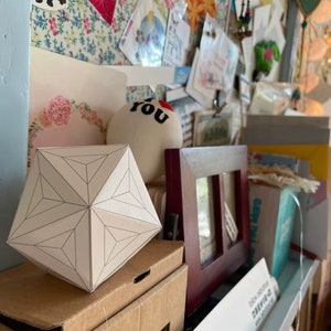 Icosahedron 3D Papercraft Template PDF-Platonic Solids-Printable 3D Model-Holiday Party Decorations-Sacred Geometry Art-INSTANT DOWNLOAD