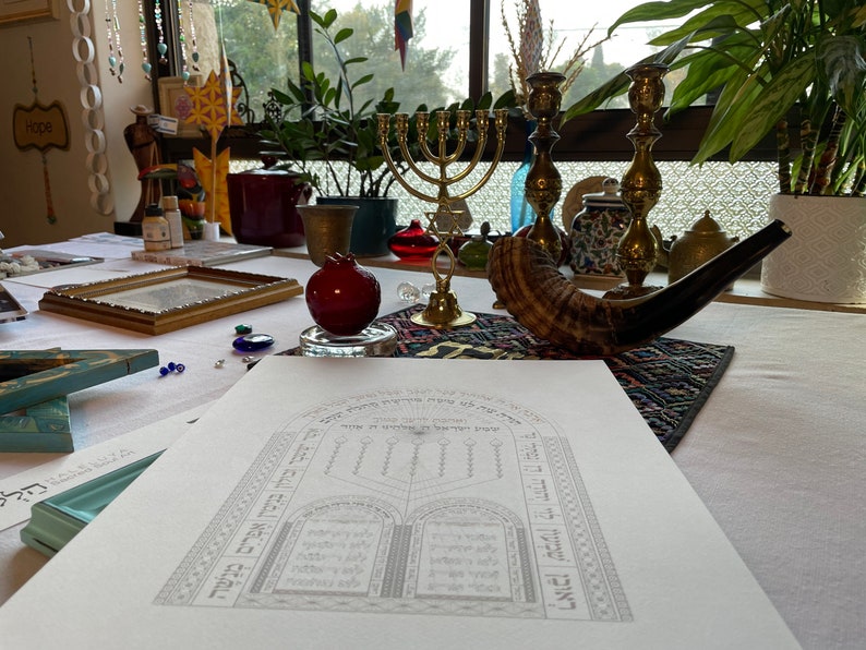 Ten Commandments Menorahjudaicajewish Artcoloring Page Printable