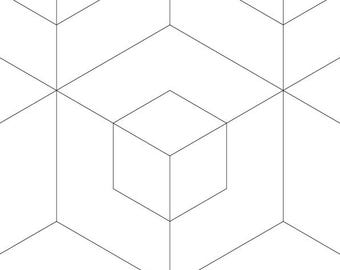 May include: A black and white geometric line art pattern featuring repeating cubes. The bottom left corner displays Hebrew text and the text HALELUYA Sacred Soul Art haleluyasacredsoulart.com. The bottom right corner shows zebratoys and social media icons.