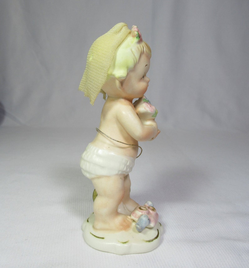 Napco June Calendar Cutie Girl Figurine C-5769 5 Napcoware Bride holding bouquet of flowers Original Hang Tag