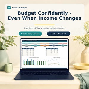 Irregular Income Budget Spreadsheet | Freelancer Tax, Buffer & Cash Flow Tracker | Excel + Google Sheets