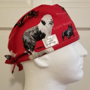 Dogs Red - Handmade Scrub Hats