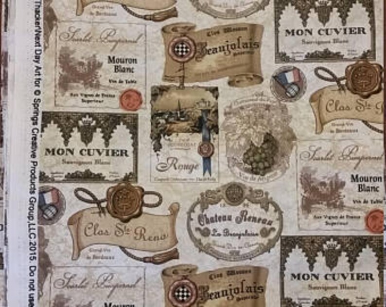 Wine Labels - Fabric Sold the Sale special price SALENEW very popular! Yard by HALF