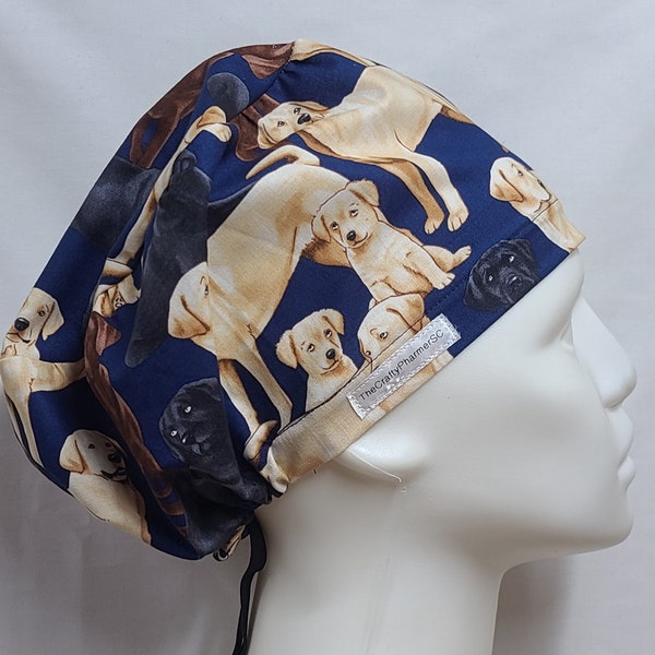 Labradors Navy EURO ONLY - Handmade Scrub Hats | Made to Order