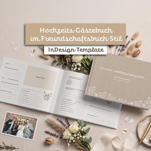 Hochzeit Gästebuch Vorlage A4 quer | Freundschaftsbuch Stil | Fotobox Gästebuch | Adobe InDesign Template | Digitaler Download | Deutsch