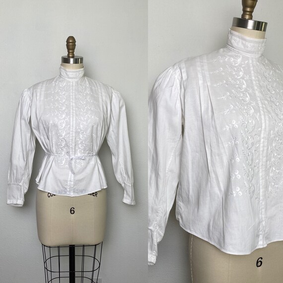 Antique Edwardian Blouse 1900s Embroidered