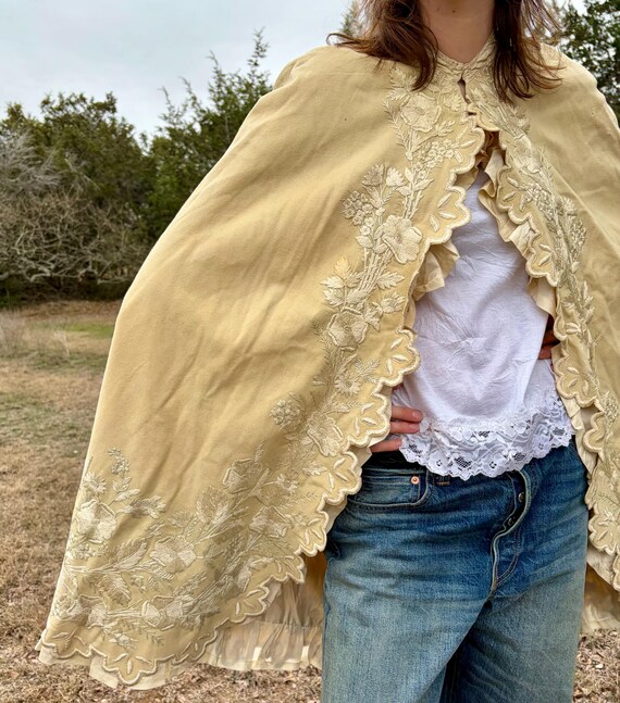 Antique Victorian Edwardian Cape Wool & Silk Bridal - Gem