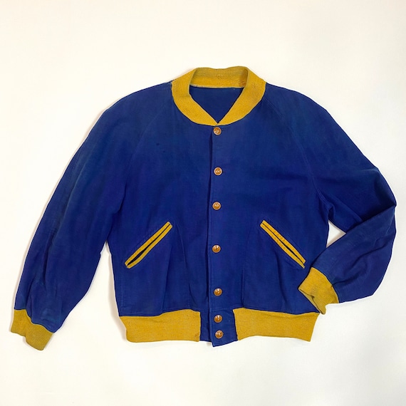 Vintage 1940s Jacket 40s Athletic Sportswear Blue