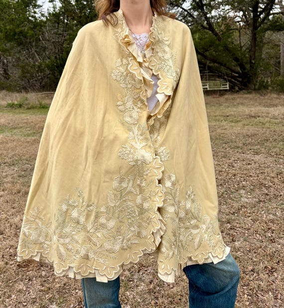 Antique Victorian Edwardian Cape Wool & Silk Bridal - Gem