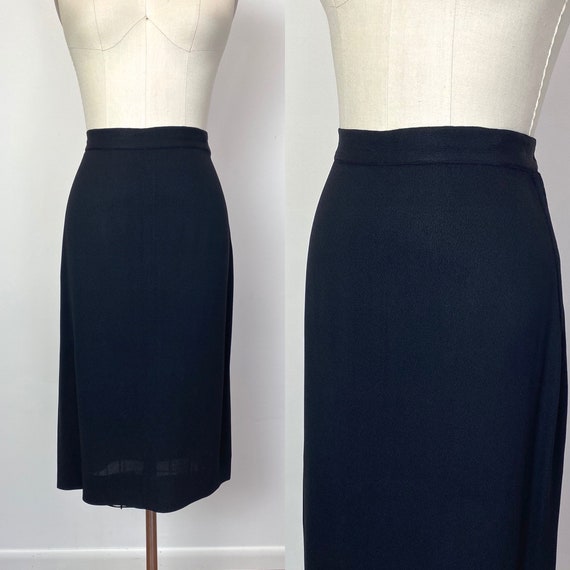 Vintage 1940s Black Crepe Skirt 40s