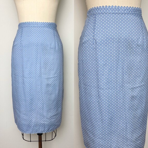 Vintage 1950s Pencil Skirt 50s Polka Dot Wiggle Sk