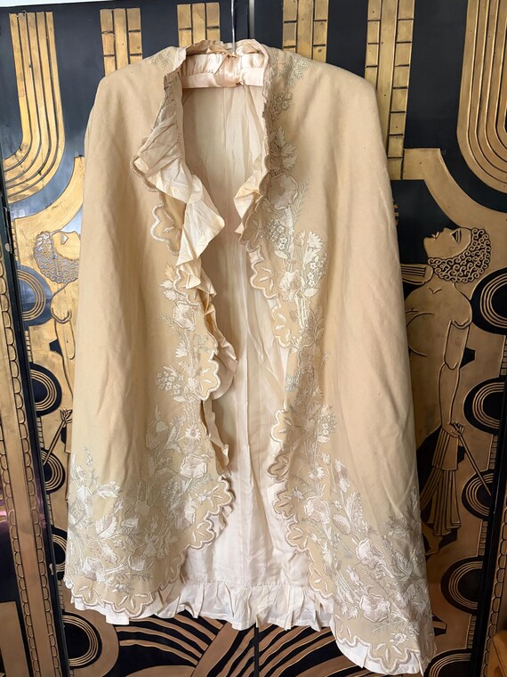 Antique Victorian Edwardian Cape Wool & Silk Bridal - Gem