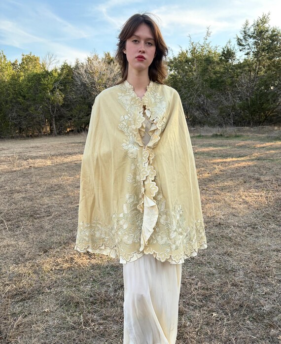 Antique Victorian Edwardian Cape Wool & Silk Bridal - Gem