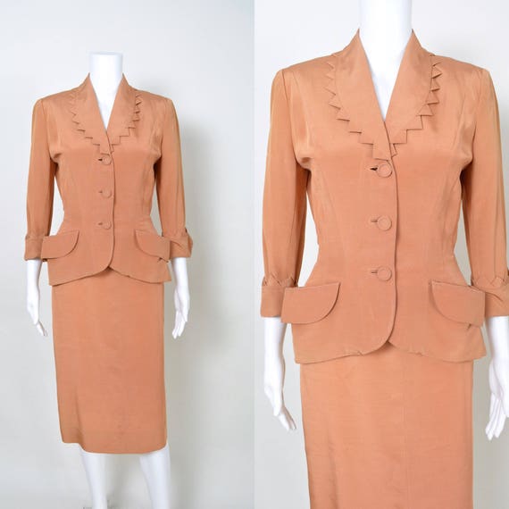 Vintage 1950s 1940s Suit 40s 50s Designer Dress Fr