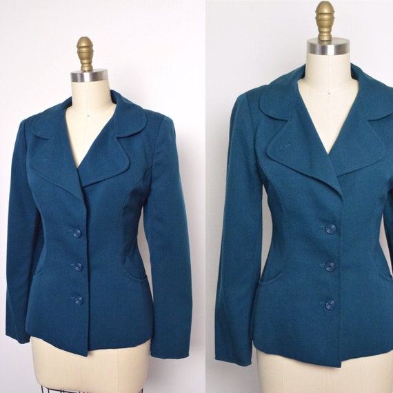 Vintage 1970s Chloé Jacket 70s Blazer Teal Designe