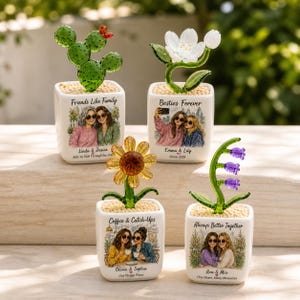 Personalized Photo Ceramic Pot, Custom Illustration Keepsake, Friendship Gift
