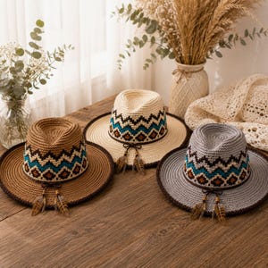 Crochet Cowboy Hat Pattern PDF, Beach Girl Summer Hat Crochet Pattern, Mesh Western Hat Tutorial, Boho Cowgirl Hat DIY, Festival Hat Pattern