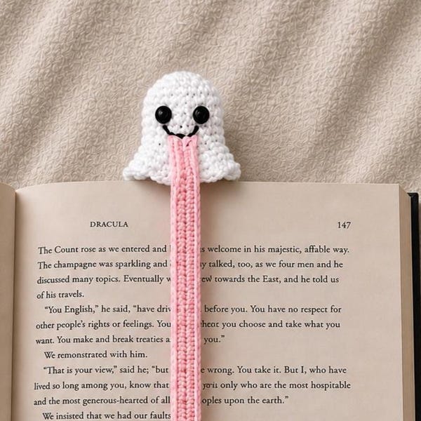Patrón de marcapáginas de fantasma adorable / PDF de amigurumi espeluznante / Descarga de manualidades digitales fáciles / Regalo divertido de Halloween