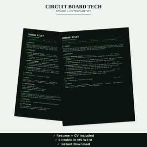 Lebenslaufvorlage für Leiterplattentechniker | Entwickler im Dunkelmodus (Digitaler Download)
