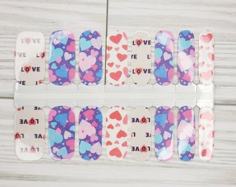 Love Hearts Nail Polish Strips: Valentine's Day Nail Art