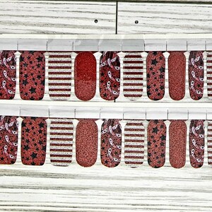 Stars & Stripes Nail Polish Wraps: Red Nail Art Stickers
