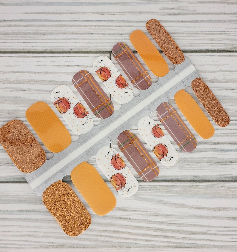 Pumpkin Patch nail polish wraps, nail polish stickers, nail strips, nail polish strips, nail decals, pumpkin nail wraps, fall nail wraps bild 3
