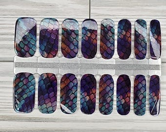 Dark Purple Glitter Mermaid Nail Polish Wraps: Nail Art Stickers