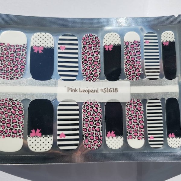 Pink Leopard nail polish wraps, 100% nail polish stickers, nail polish strips, nail decals, nail art, nail strips, nail wraps, nails #S1618